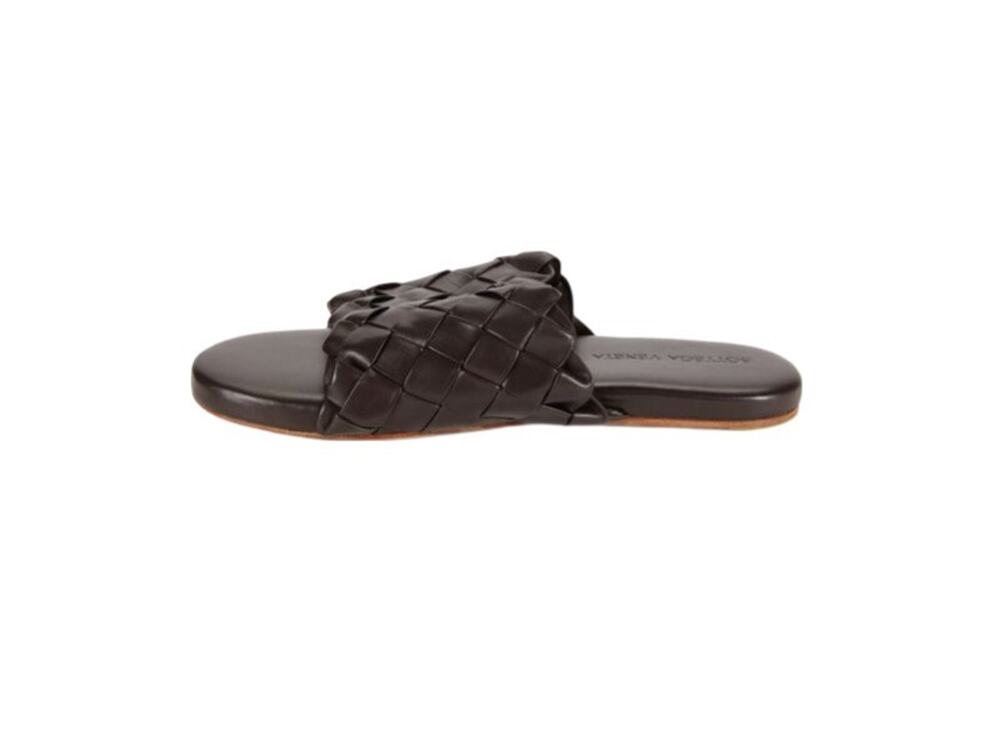 $1,195 NIB Bottega Brown Veneta Weave Cassette Leather Sandals Size 40(7)